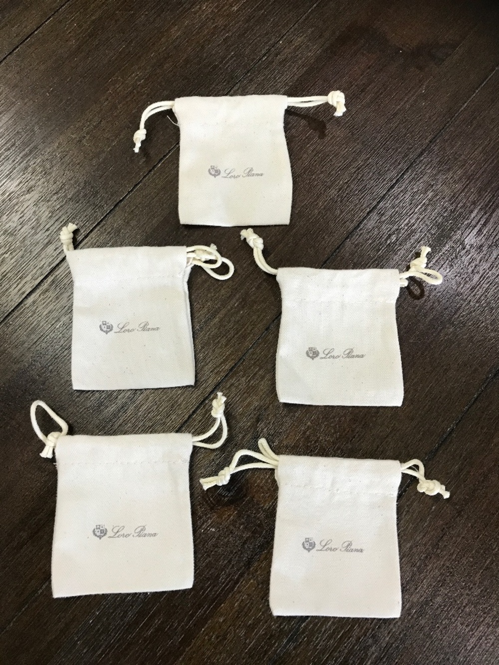LORO PIANA 3 1/4” x 3/1/2” COTTON BAGS x5